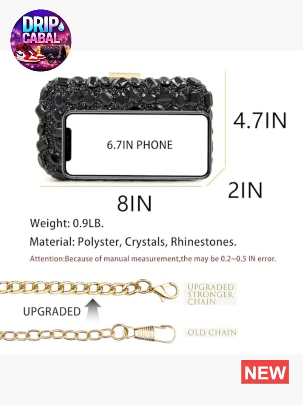 Crystal Gemstone Clutch Evening Bag with Gold Frame and Chain Strap